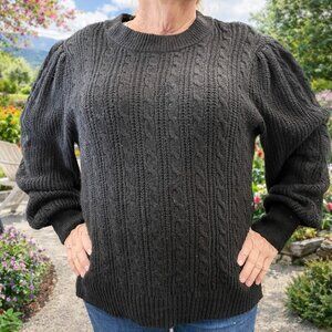 Black Knitted Designed Sweater 2X